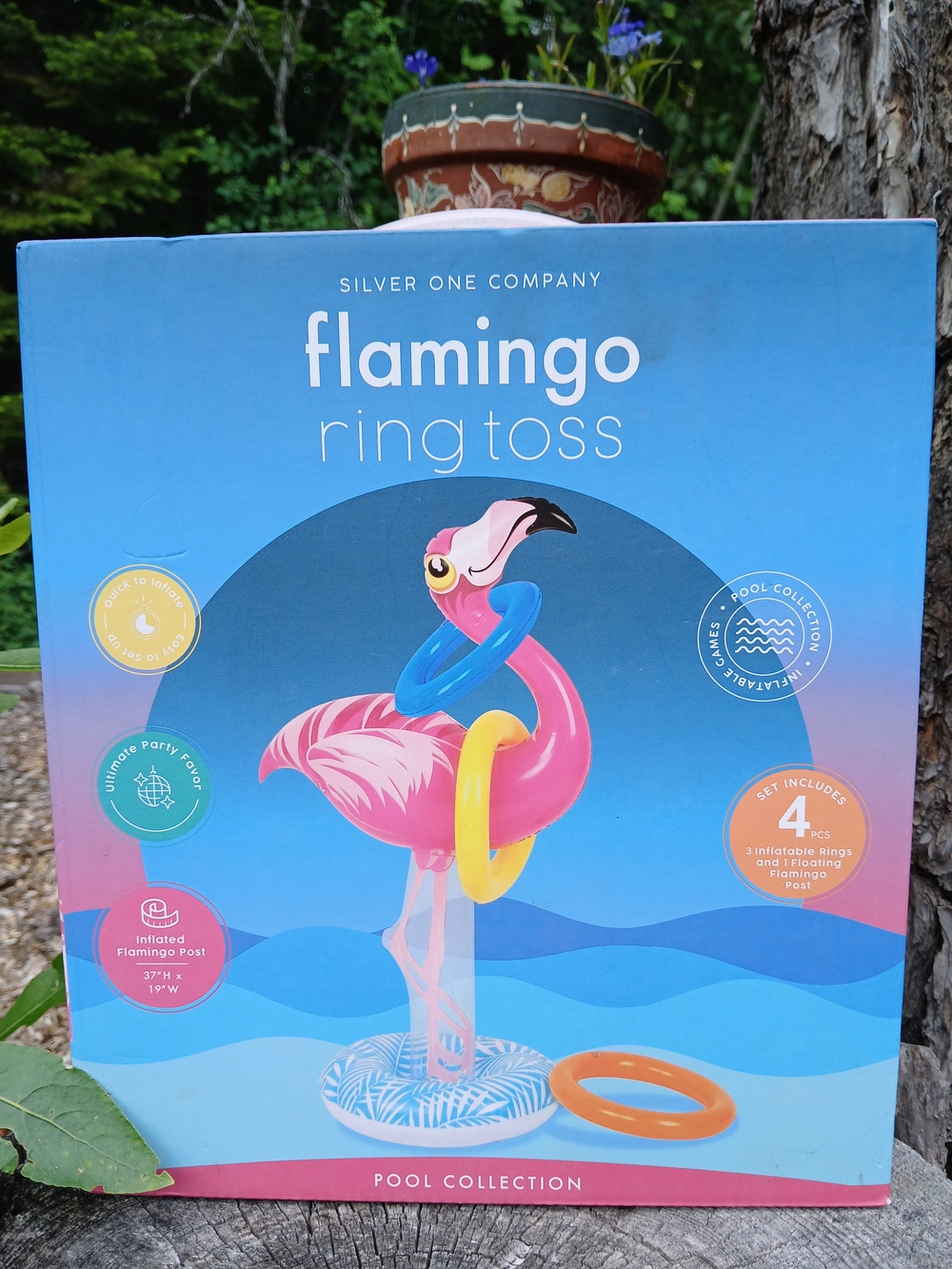 Flamingo Ring Toss - Pink Pool Game Silver One Company Party Beach